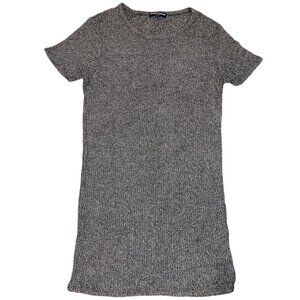 Brandy Melville Cable Knit Sweater Dress Gray OS Short Sleeve